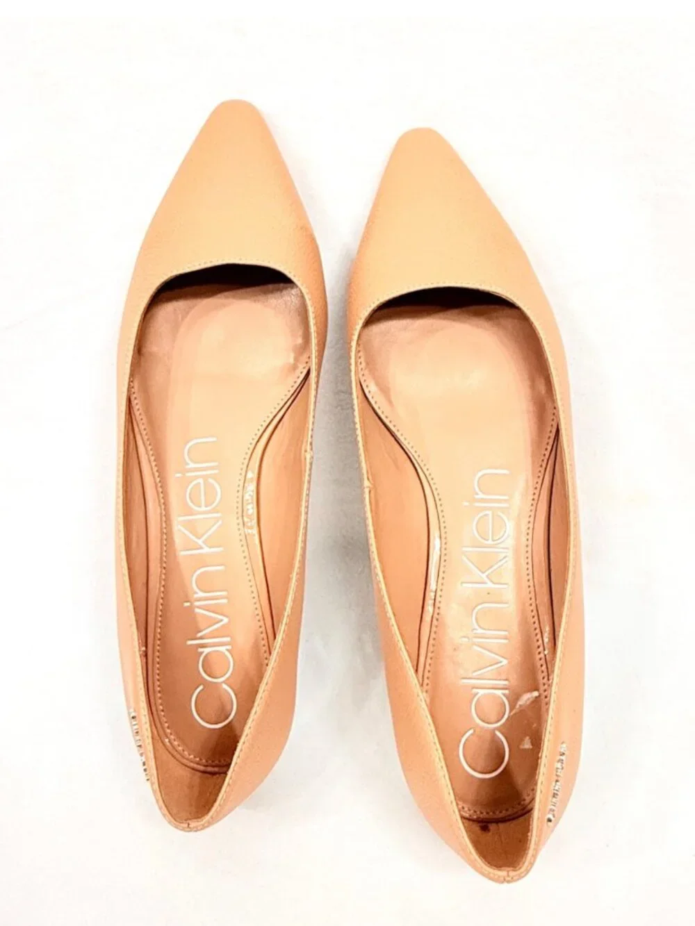 Calvin Klein Emerin Taupe Pointed-Toe Flats With Mirror Heels Size 10